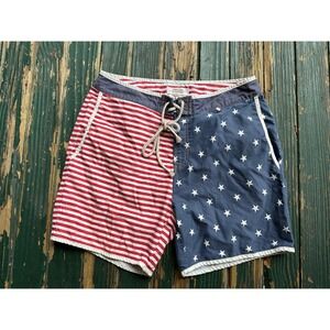 Third & Army Mens American Flag Board Shorts Stars Stripes Red White Blue 32
